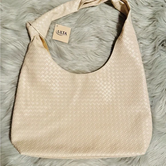 Ulta NWT Cream Woven Shoulder Bag - Picture 2 of 7